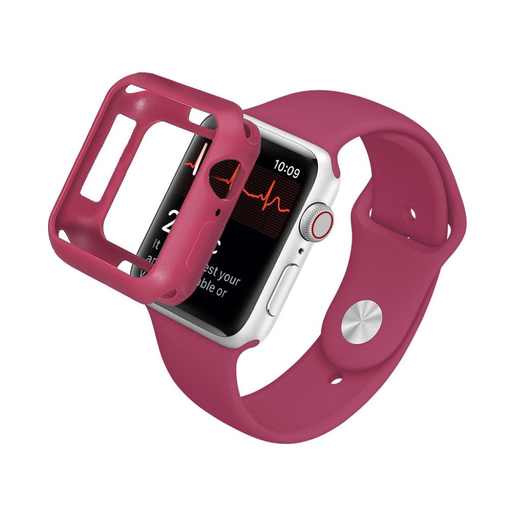 Apple Watch Series 1-3 42mm Holdbar Silikone Bumper  - Rød#serie_5