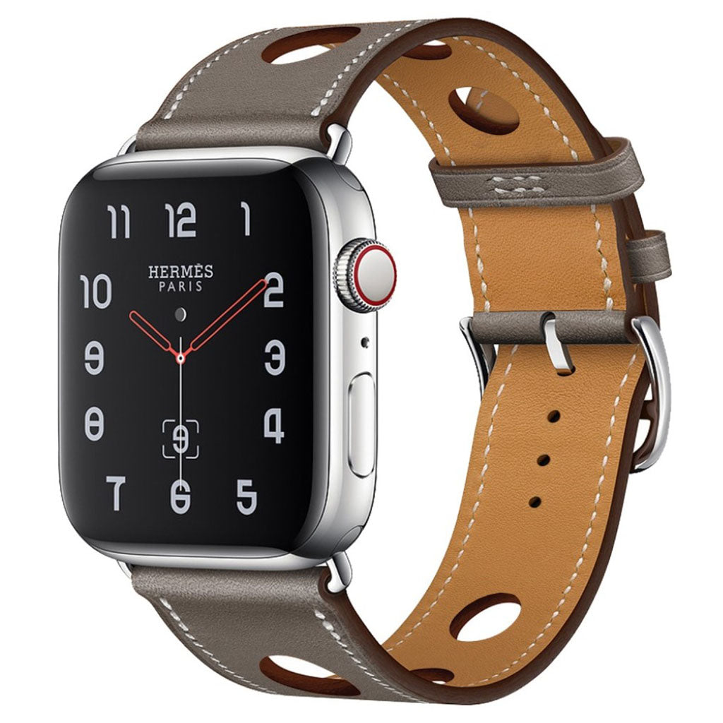 Helt vildt rart Apple Watch Series 4 44mm Ægte læder Rem - Sølv#serie_2