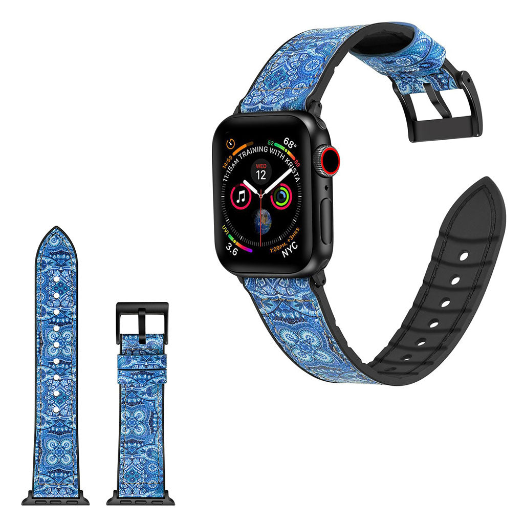  Apple Watch Series 4 44mm / Apple Watch 44mm Kunstlæder og Silikone Rem - Blå#serie_12