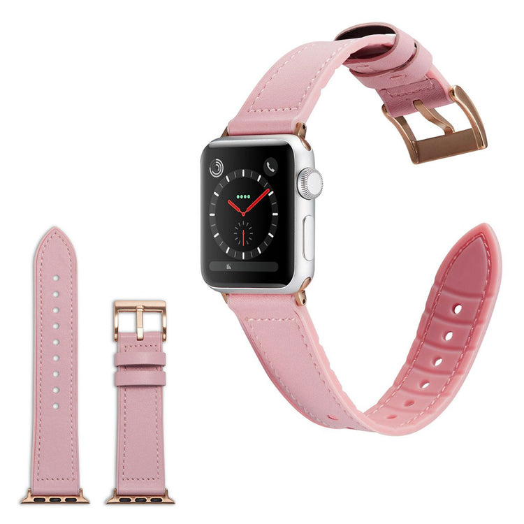  Apple Watch Series 4 44mm / Apple Watch 44mm Kunstlæder og Silikone Rem - Pink#serie_4