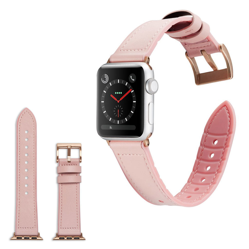  Apple Watch Series 4 44mm / Apple Watch 44mm Kunstlæder og Silikone Rem - Pink#serie_5