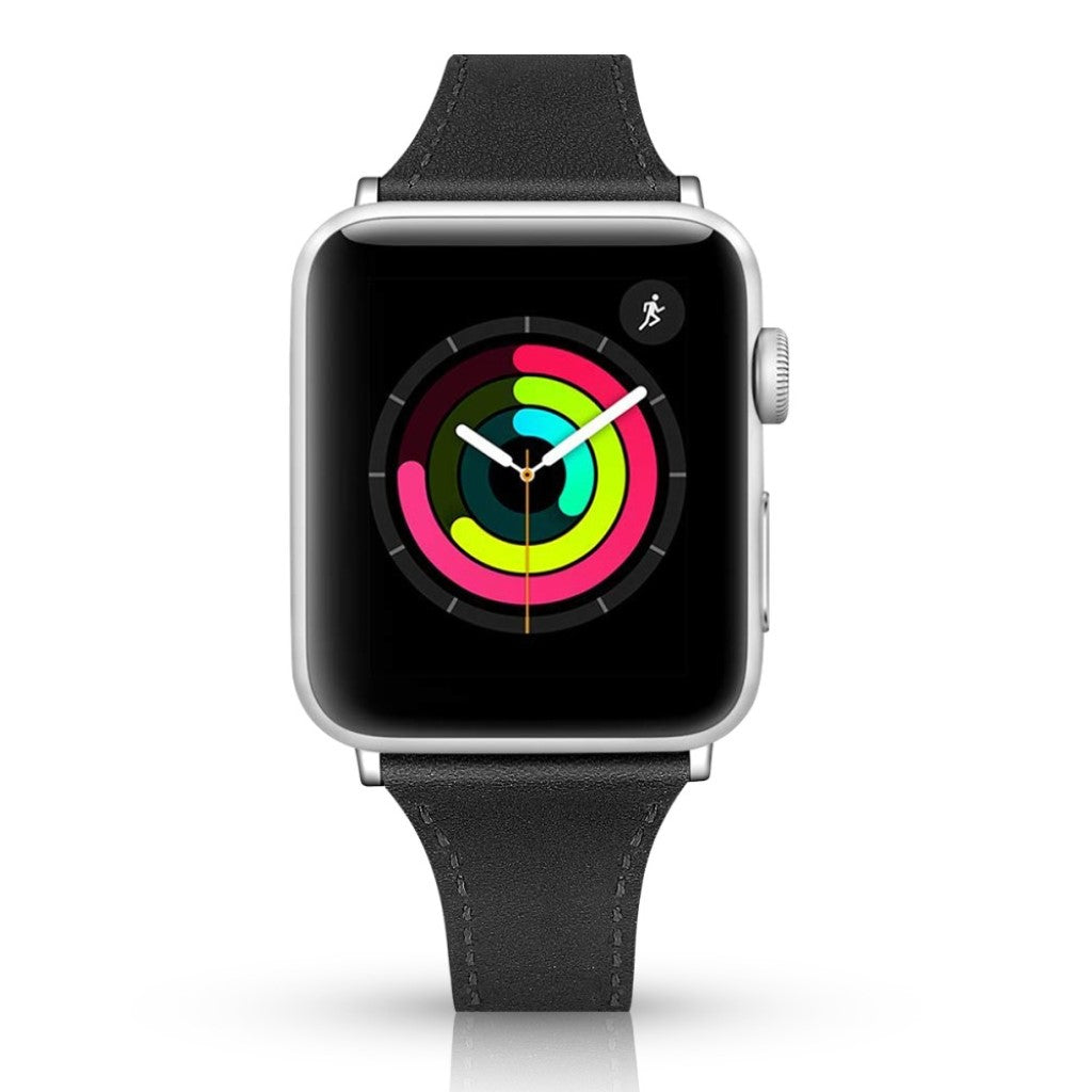 Rigtigt skøn Apple Watch Series 5 40mm Ægte læder Rem - Sort#serie_3