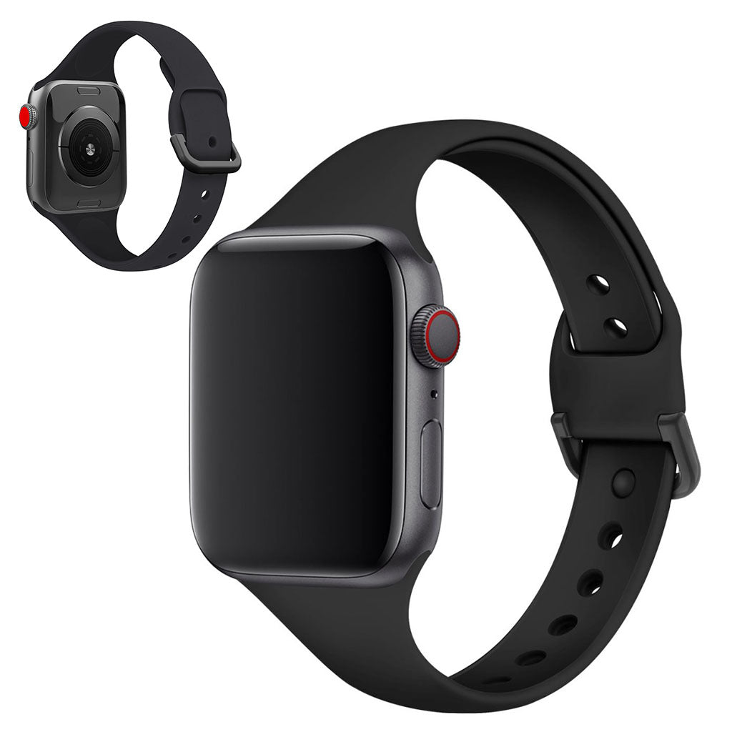 Meget holdbart Apple Watch Series 5 40mm Silikone Rem - Sort#serie_1