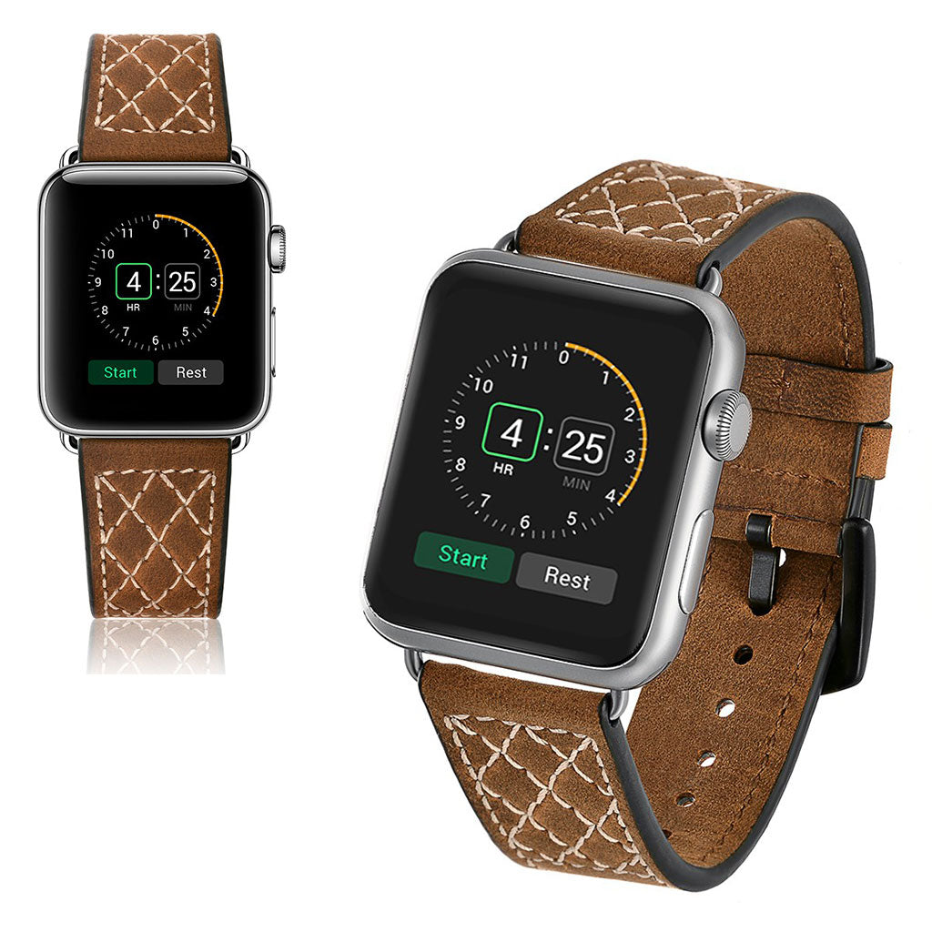  Apple Watch Series 5 40mm / Apple Watch 40mm Ægte læder Rem - Brun#serie_056