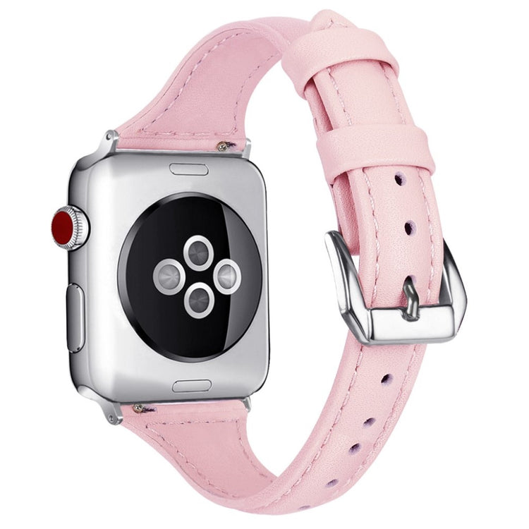 Solid Apple Watch Series 5 44mm Ægte læder og Silikone Rem - Pink#serie_2
