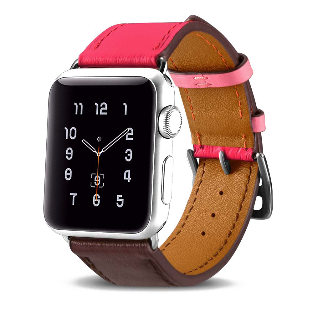  Apple Watch Series 5 44mm / Apple Watch 44mm Ægte læder Rem - Pink#serie_2