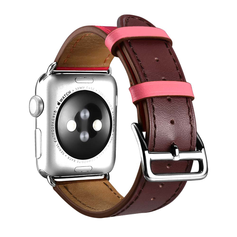  Apple Watch Series 5 44mm / Apple Watch 44mm Ægte læder Rem - Pink#serie_2