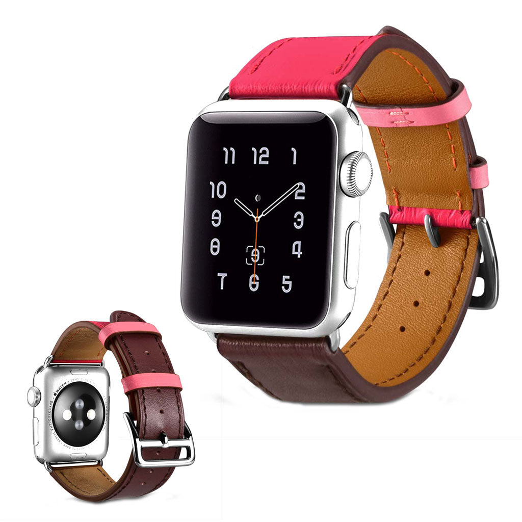  Apple Watch Series 5 44mm / Apple Watch 44mm Ægte læder Rem - Pink#serie_2