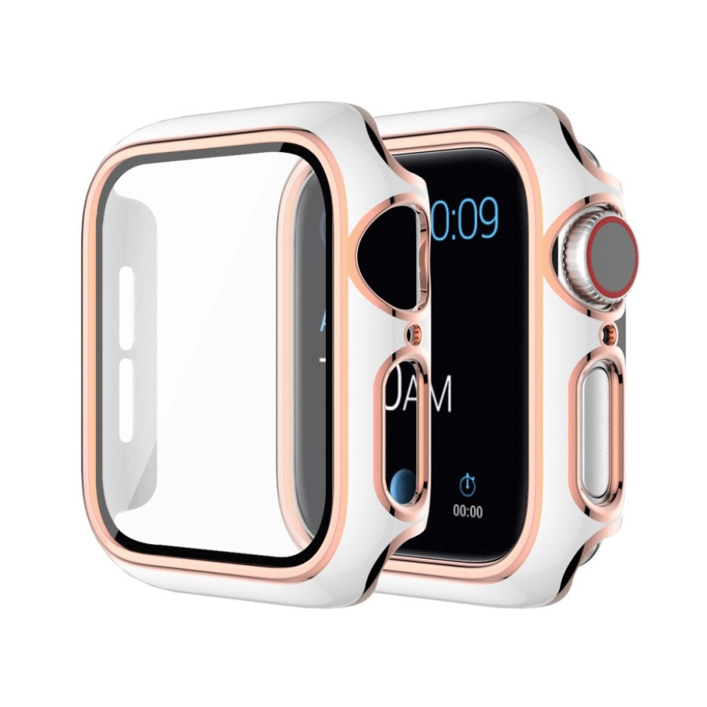 Rigtigt Fed Apple Watch Series 6 40mm / Apple Watch Series 5 40mm Cover med Skærmbeskytter i Silikone og Hærdet Glas - Hvid#serie_1