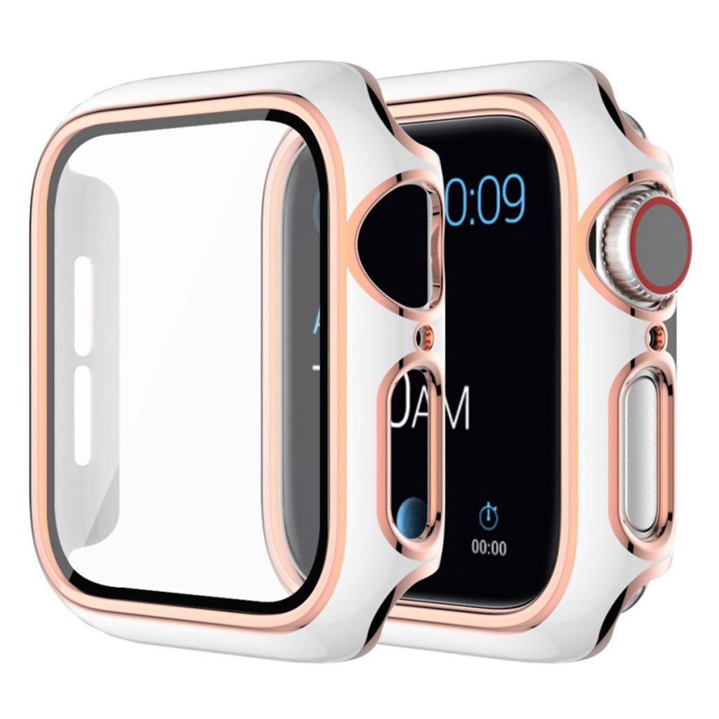 Rigtigt Fed Apple Watch Series 6 40mm / Apple Watch Series 5 40mm Cover med Skærmbeskytter i Silikone og Hærdet Glas - Hvid#serie_1