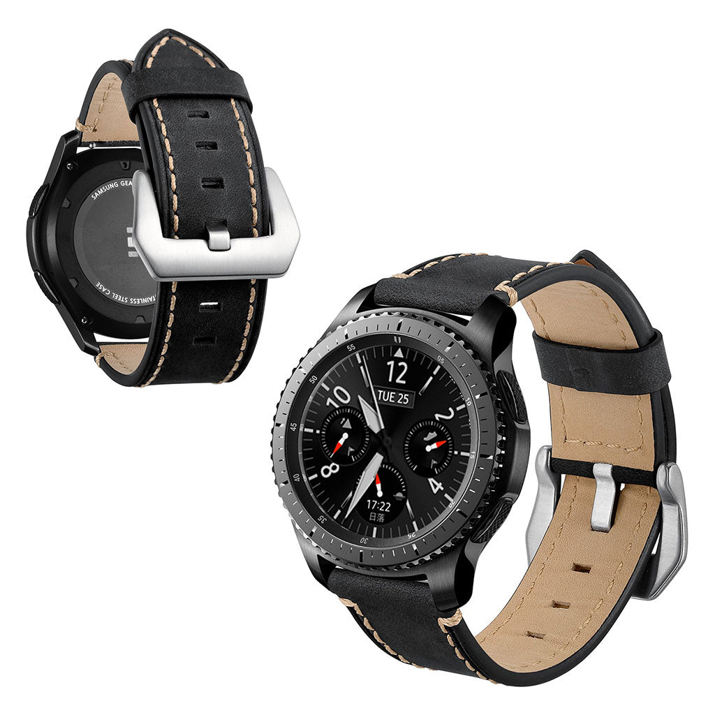  Samsung Gear S3 / Samsung Gear S3 Frontier Ægte læder Rem - Sort#serie_1