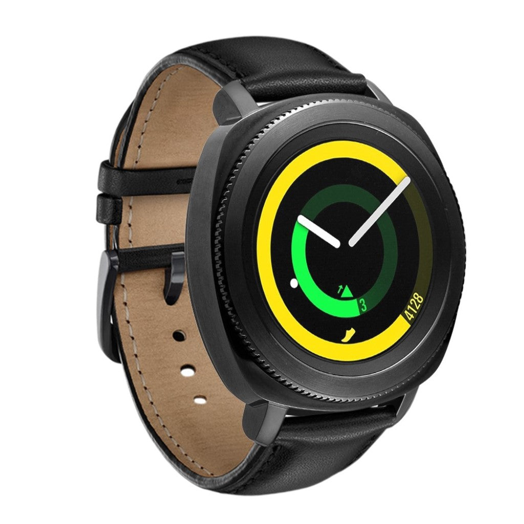 Helt vildt hårdfør Samsung Gear Sport Ægte læder Rem - Sort#serie_1