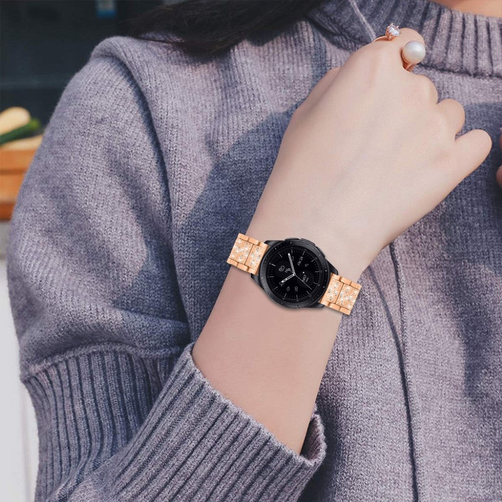 Fint Samsung Galaxy Watch (42mm) Metal og Rhinsten Rem - Guld#serie_3