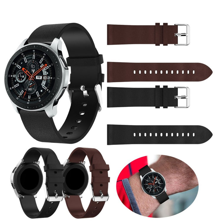 Super slidstærk Samsung Galaxy Watch (46mm) Ægte læder Rem - Sort#serie_2