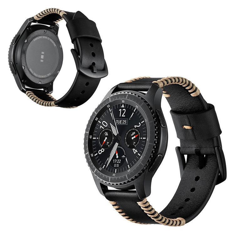 Meget godt Samsung Gear S3 Frontier Ægte læder Rem - Sort#serie_1