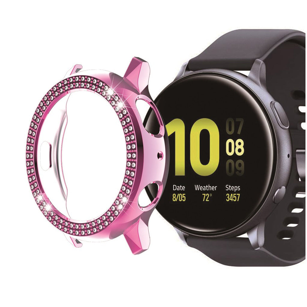 Samsung Galaxy Watch Active 2 - 44mm Elegant Rhinsten og Silikone Bumper  - Pink#serie_5