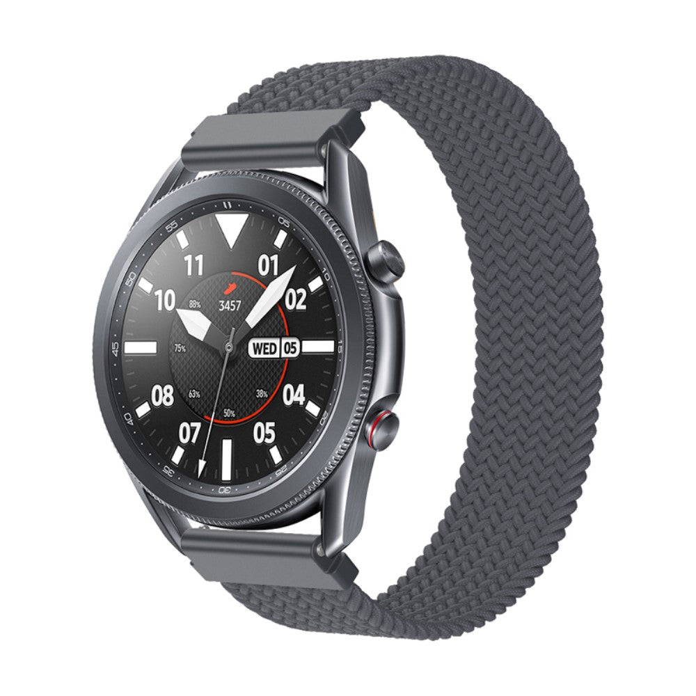 Super cool Samsung Galaxy Watch 3 (45mm) Nylon Rem - Størrelse: S - Sølv#serie_16