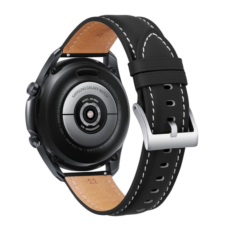 Rigtigt skøn Samsung Galaxy Watch 3 (41mm) Ægte læder Rem - Sort#serie_1