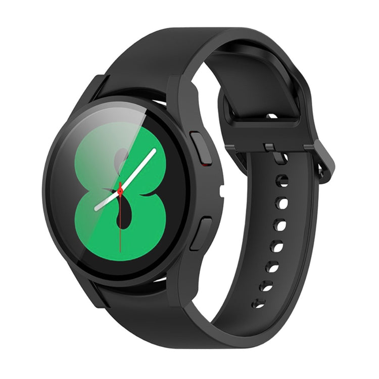 Rigtigt Fed Samsung Galaxy Watch 4 (40mm) Cover med Skærmbeskytter i Plastik og Hærdet Glas - Sort#serie_1