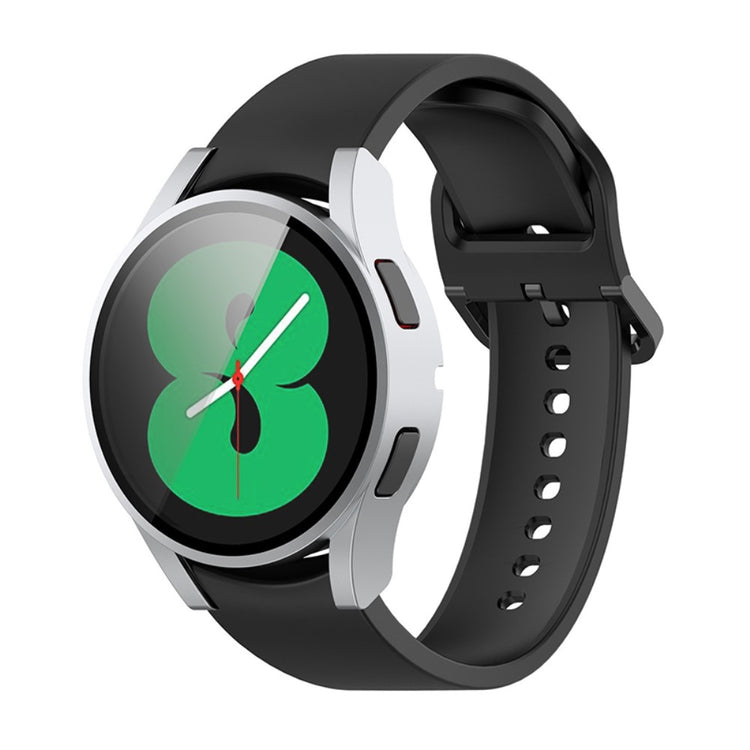 Super Godt Samsung Galaxy Watch 4 (44mm) Cover med Skærmbeskytter i Plastik og Hærdet Glas - Sølv#serie_7