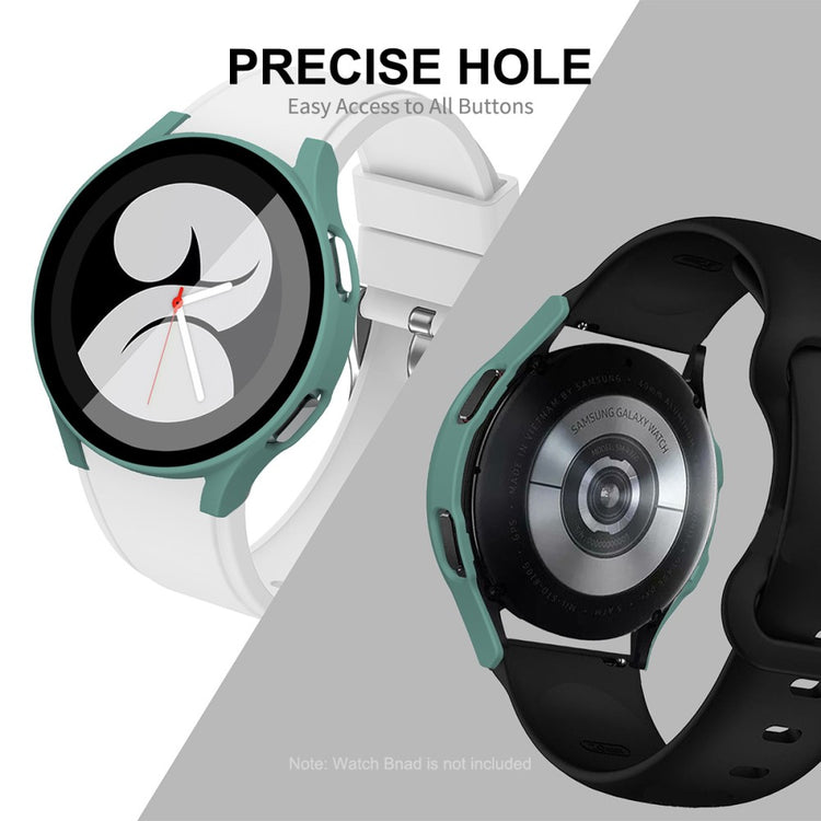 Super Fint Samsung Galaxy Watch 4 (44mm) Cover med Skærmbeskytter i Plastik og Hærdet Glas - Hvid#serie_2