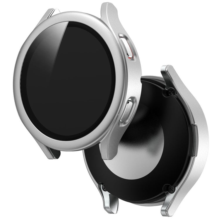 Vildt Flot Samsung Galaxy Watch 4 (44mm) Cover med Skærmbeskytter i Plastik og Hærdet Glas - Sølv#serie_9