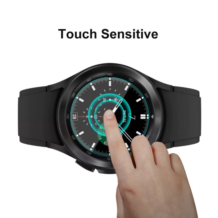 Rigtigt Fint Samsung Galaxy Watch 4 Classic (42mm) Cover med Skærmbeskytter i Rhinsten og Hærdet Glas - Gennemsigtig#serie_4