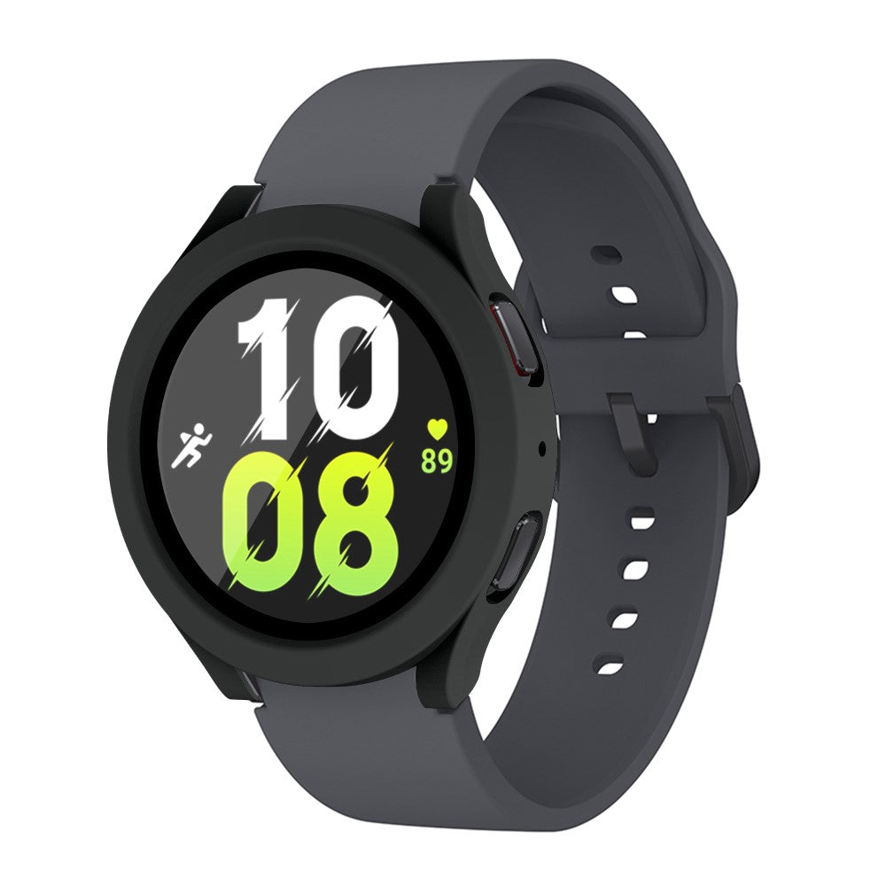 Meget Fint Samsung Galaxy Watch 5 (40mm) / Samsung Galaxy Watch 4 (40mm) Cover med Skærmbeskytter i Plastik og Hærdet Glas - Sort#serie_1