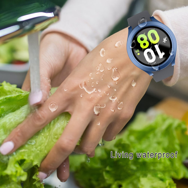 Meget Fint Samsung Galaxy Watch 5 (40mm) / Samsung Galaxy Watch 4 (40mm) Cover med Skærmbeskytter i Plastik og Hærdet Glas - Blå#serie_10