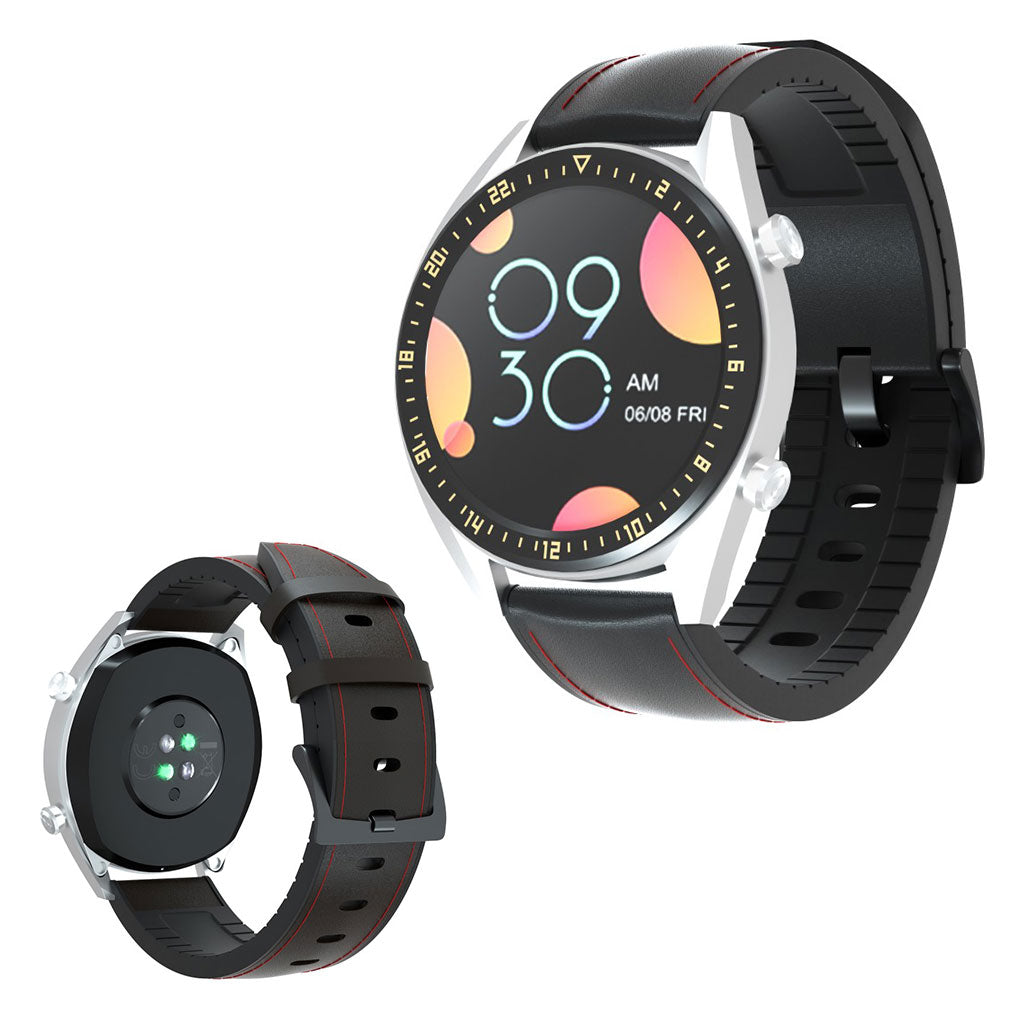 Super slidstærk Huawei Watch GT Ægte læder og Silikone Rem - Sort#serie_1