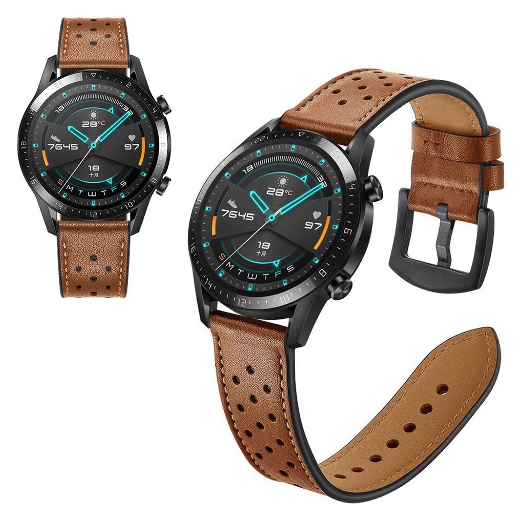 Mega komfortabel Huawei Watch GT 2 46mm Ægte læder Rem - Brun#serie_2