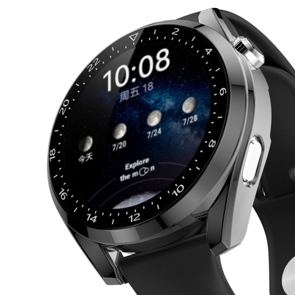 Meget Fint Huawei Watch 3 Pro Cover med Skærmbeskytter i Plastik og Hærdet Glas - Sølv#serie_5
