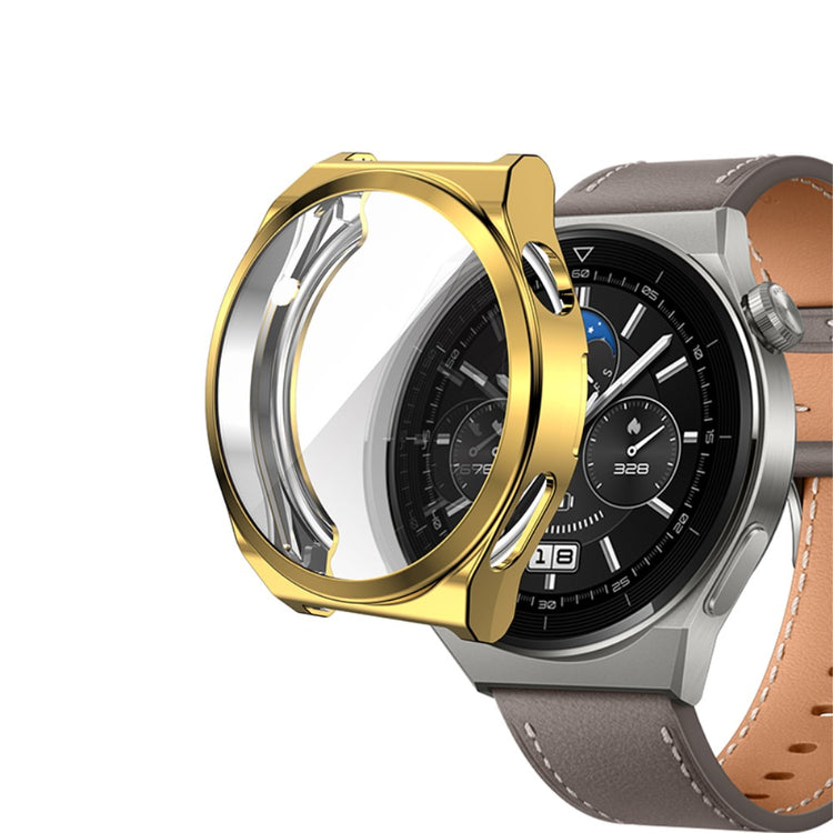 Mega Flot Huawei Watch GT 3 Pro 43mm Cover med Skærmbeskytter i Silikone - Guld#serie_4