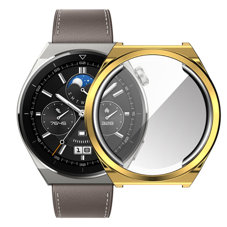 Mega Flot Huawei Watch GT 3 Pro 43mm Cover med Skærmbeskytter i Silikone - Guld#serie_4