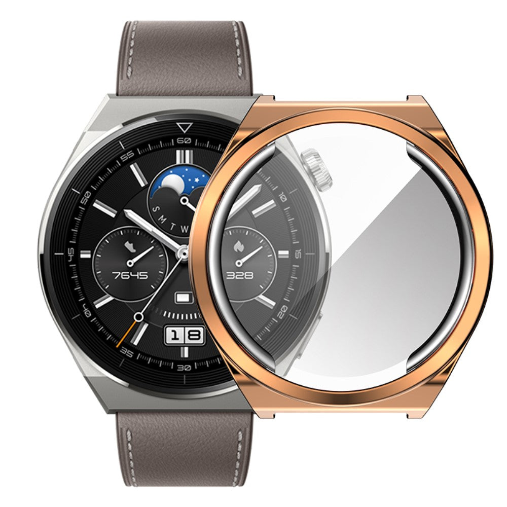 Mega Flot Huawei Watch GT 3 Pro 43mm Cover med Skærmbeskytter i Silikone - Pink#serie_5