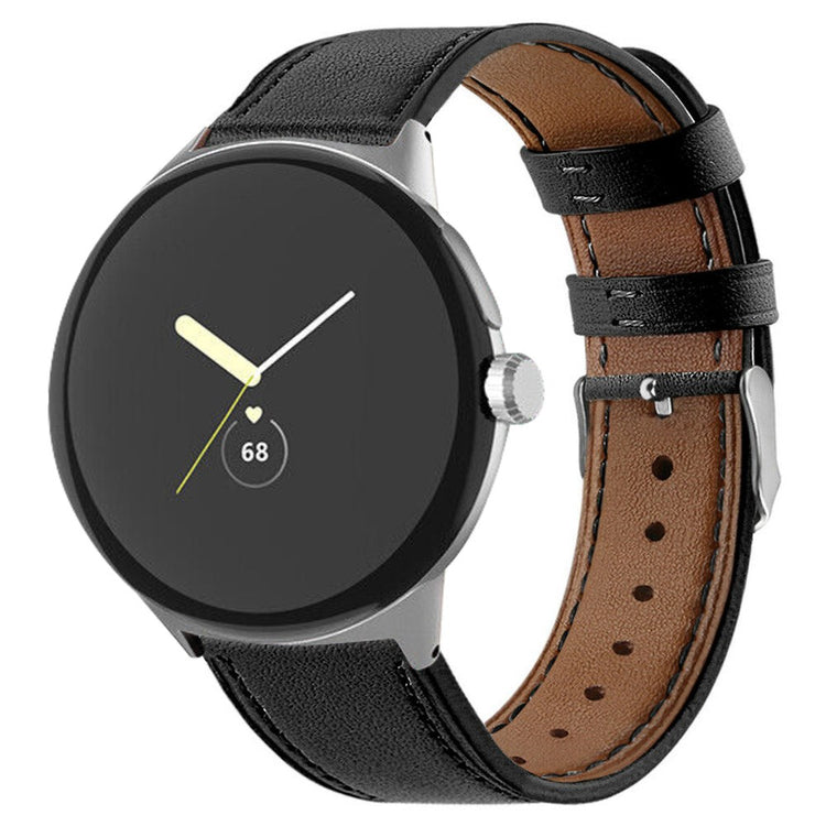 Meget komfortabel Google Pixel Watch Ægte læder Rem - Sort#serie_1