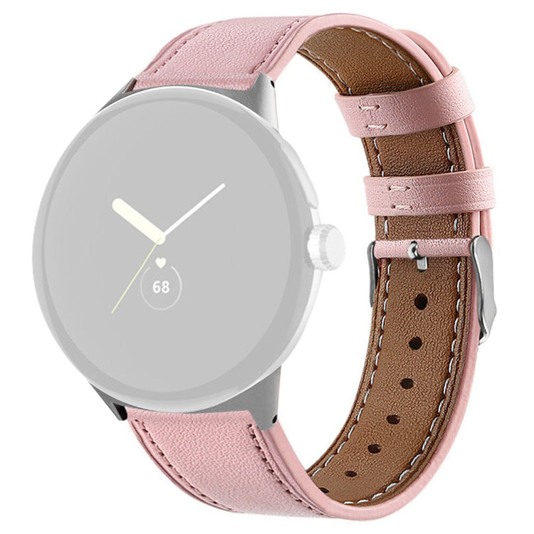 Meget komfortabel Google Pixel Watch Ægte læder Rem - Pink#serie_2