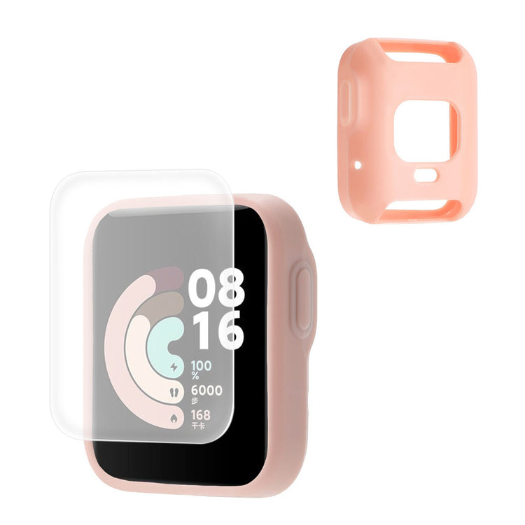 Rigtigt Godt Xiaomi Redmi Watch Cover med Skærmbeskytter i Silikone - Pink#serie_1