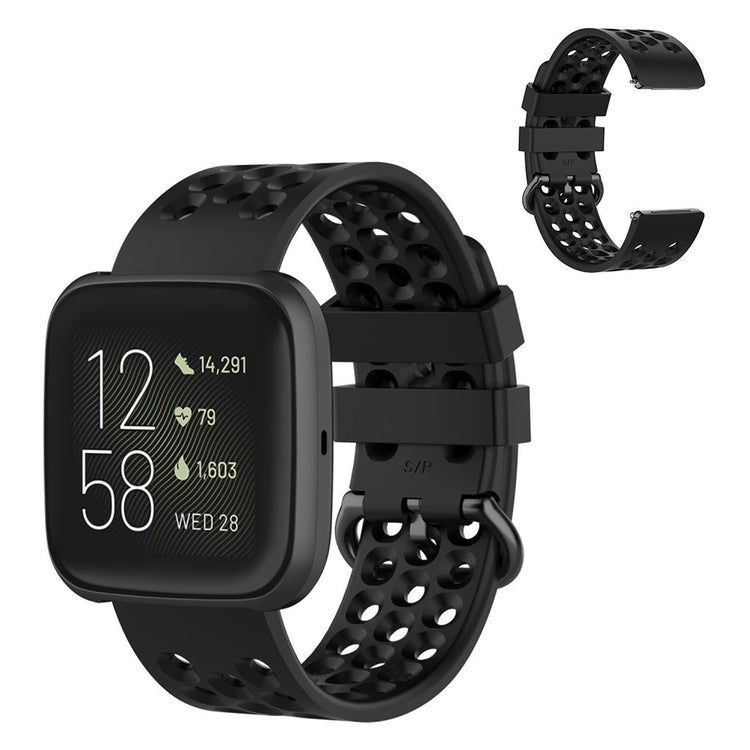 Sejt Fitbit Versa 2 / Fitbit Versa Lite Silikone Urrem - Sort#serie_1