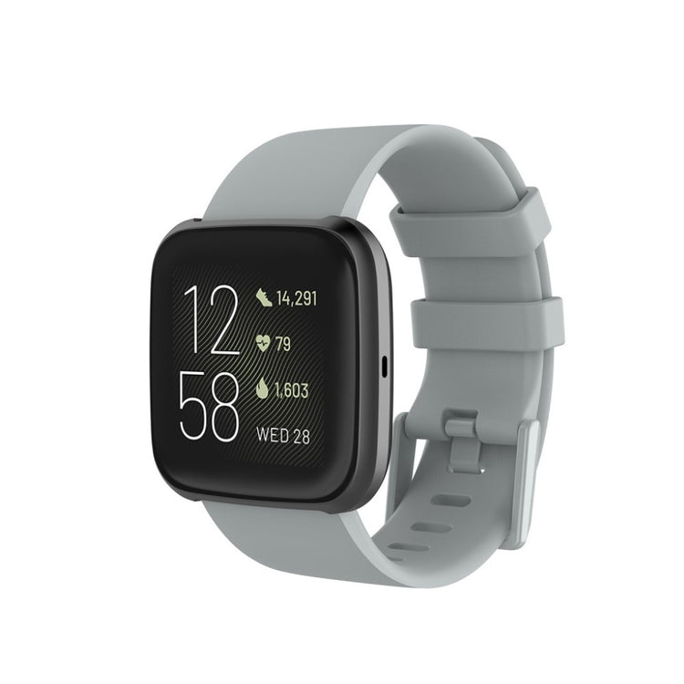 Vildt sejt Fitbit Versa 2 / Fitbit Versa Lite Silikone Rem - Størrelse: S - Sølv#serie_3