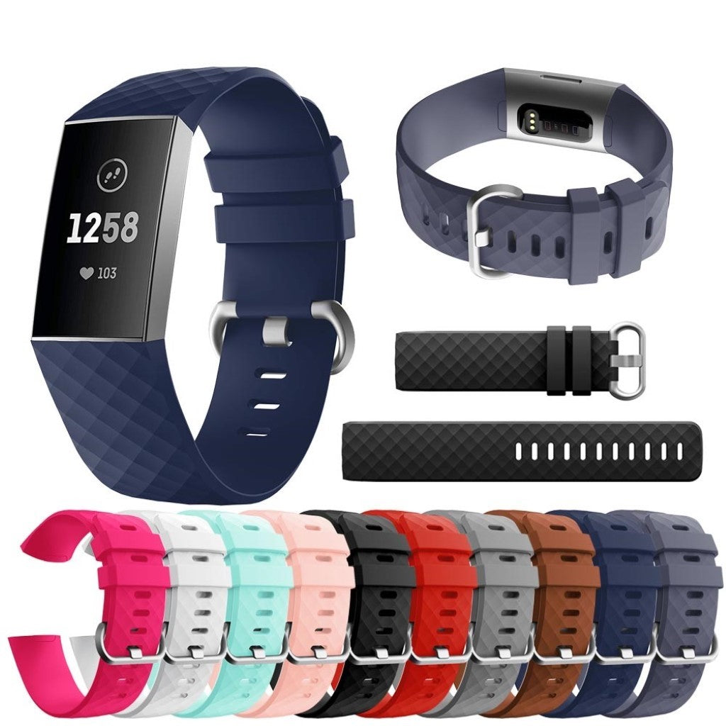 Stilren Fitbit Charge 4 / Fitbit Charge 3 Silikone Rem - Størrelse: S - Sort#serie_1