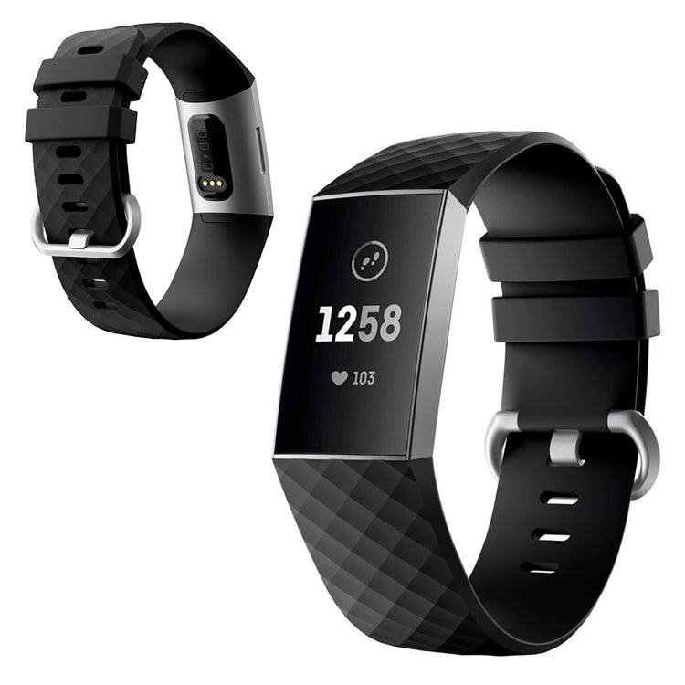 Stilren Fitbit Charge 4 / Fitbit Charge 3 Silikone Rem - Størrelse: S - Sort#serie_1