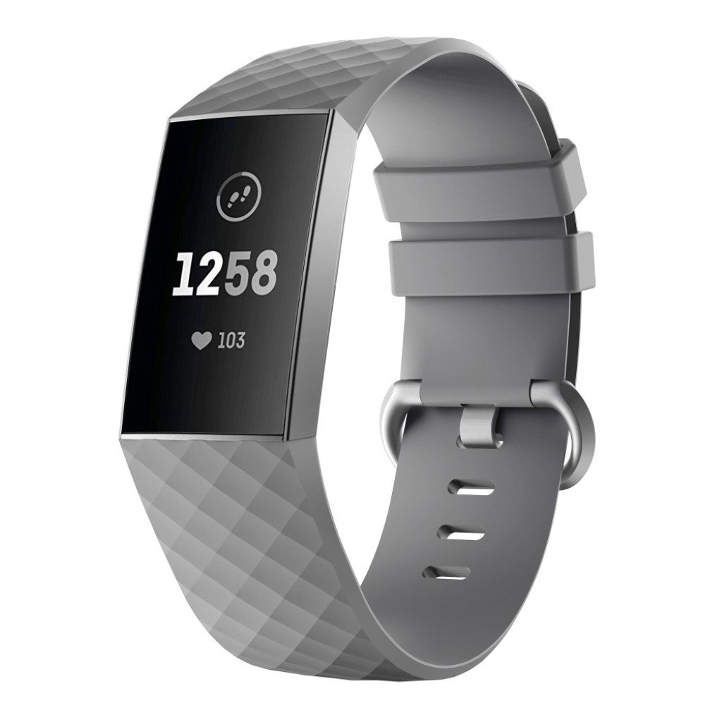 Stilren Fitbit Charge 4 / Fitbit Charge 3 Silikone Rem - Størrelse: S - Sølv#serie_3