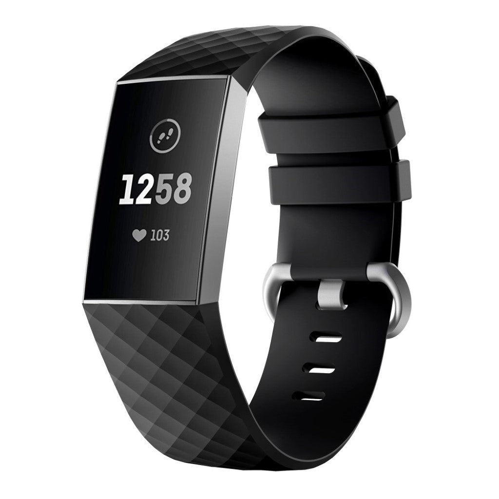 Mega sejt Fitbit Charge 4 / Fitbit Charge 3 Silikone Rem - Størrelse: L - Sort#serie_1