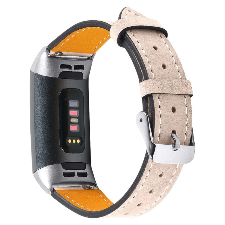 Tidsløst Fitbit Charge 4 / Fitbit Charge 3 Ægte læder Rem - Beige#serie_12