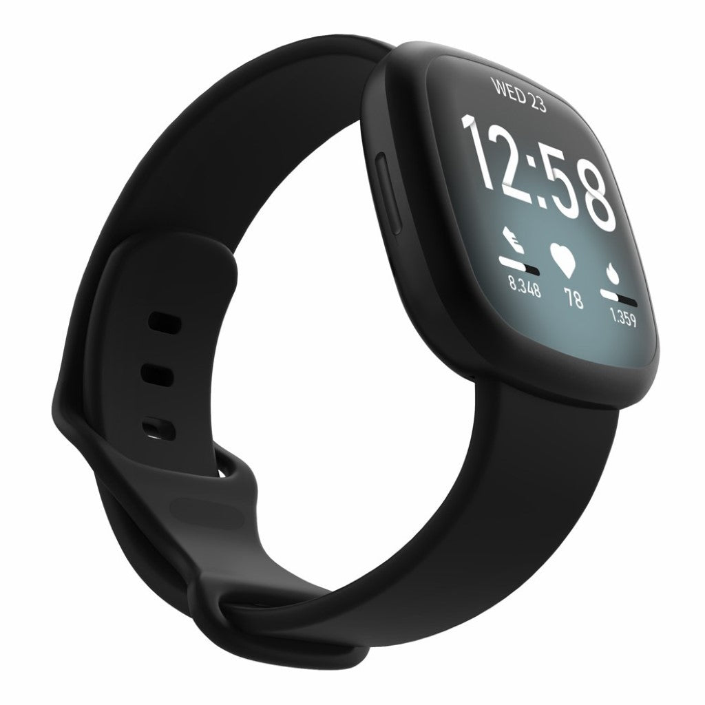 Helt vildt sejt Fitbit Versa 3 / Fitbit Sense Silikone Rem - Størrelse: L - Sort#serie_1