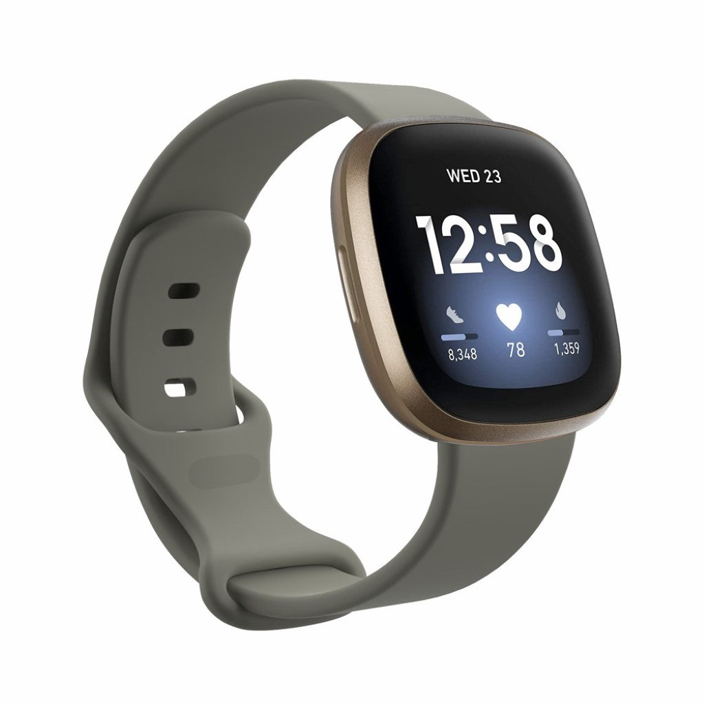 Helt vildt sejt Fitbit Versa 3 / Fitbit Sense Silikone Rem - Størrelse: L - Sølv#serie_2