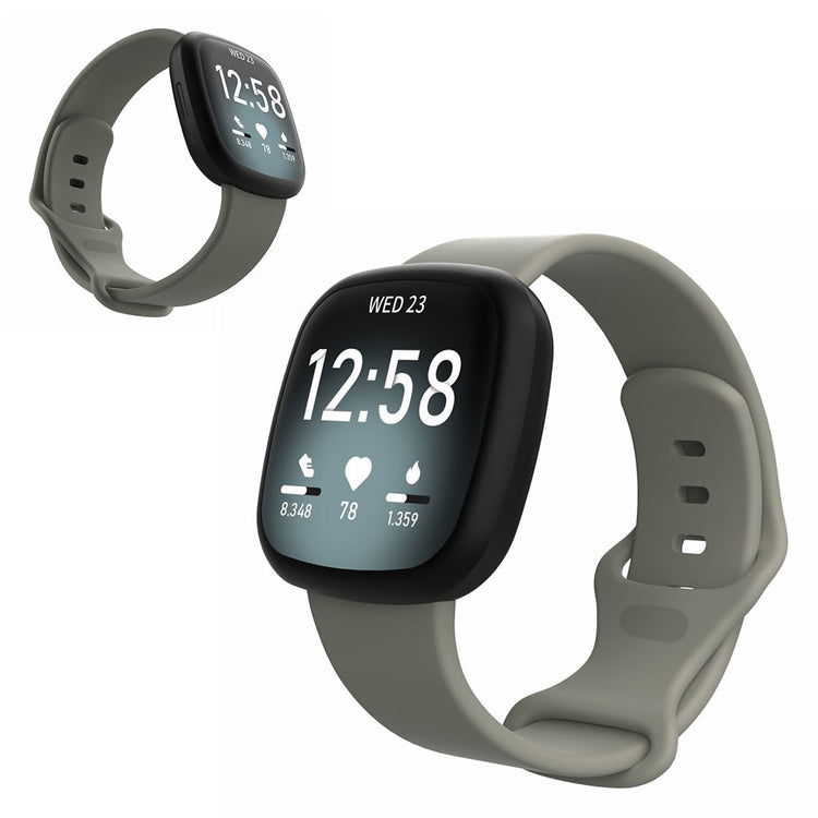 Helt vildt sejt Fitbit Versa 3 / Fitbit Sense Silikone Rem - Størrelse: L - Sølv#serie_2