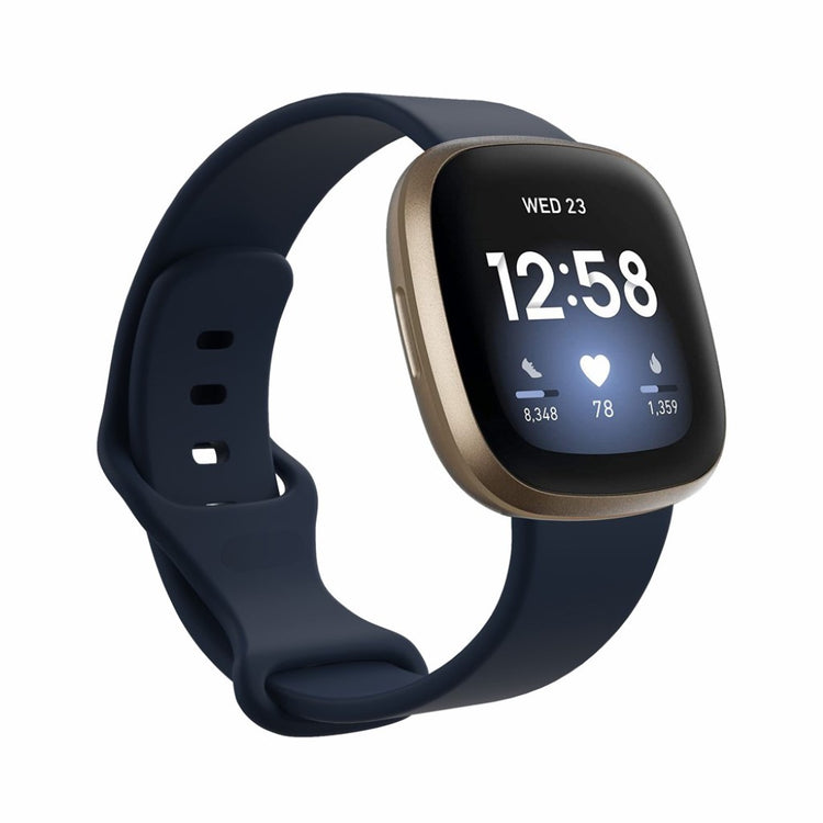 Helt vildt sejt Fitbit Versa 3 / Fitbit Sense Silikone Rem - Størrelse: L - Blå#serie_4