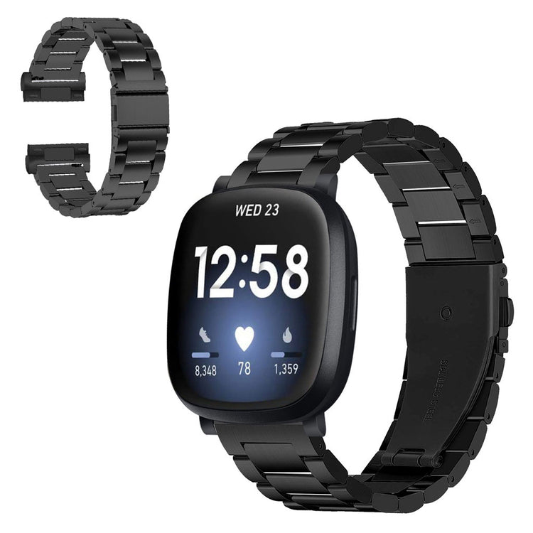 Superflot Fitbit Versa 3 / Fitbit Sense Metal Rem - Sort#serie_1